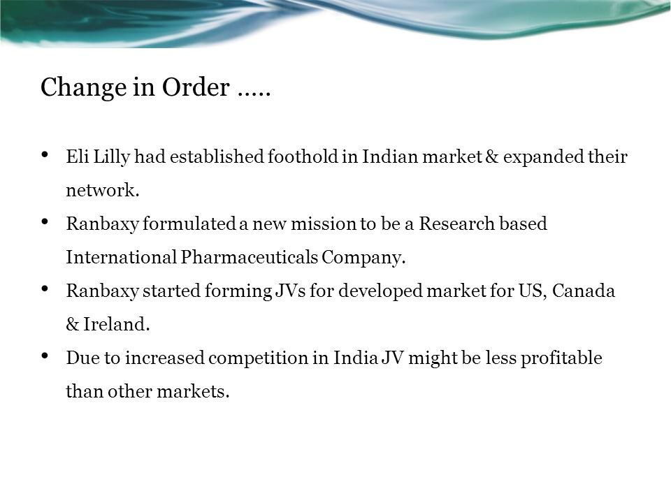 Eli lilly in india: rethinking the joint venture strategy essay